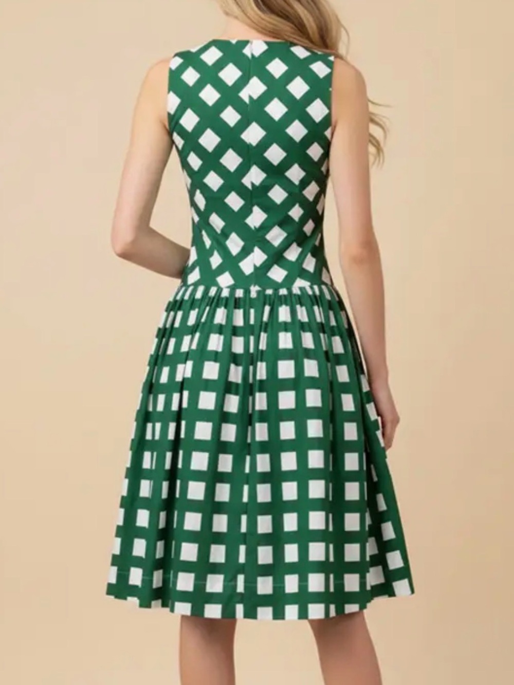 LOVE LOVE LOVE!! π€ππ€π NWT Green Gingham Lattice Fit & Flare Dresses Sz S M L - Picture 6 of 8